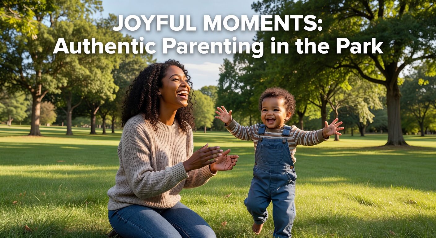 Mother and toddler laughing together in sunlit park