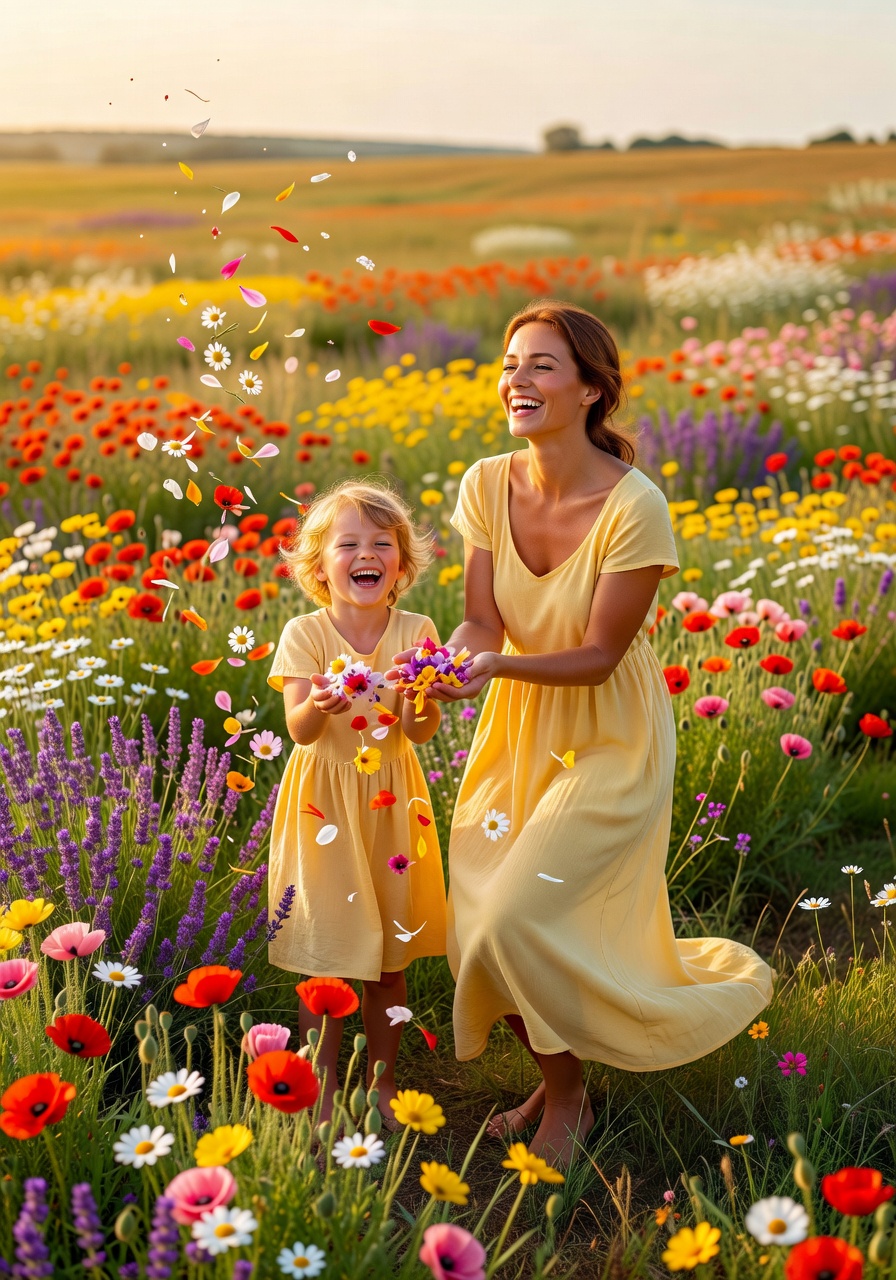 Mother and child playing joyfully