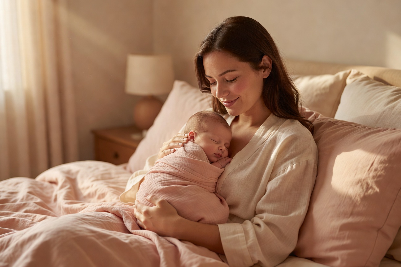 Mother holding newborn