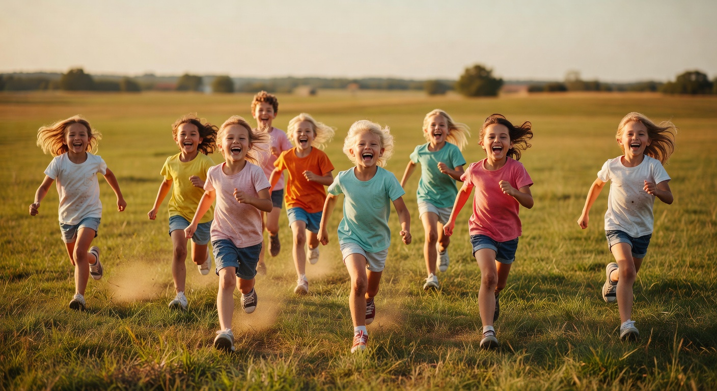 Children playing freely outdoors